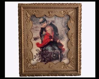 Beautifully Framed Old Print Titled Yule Ride