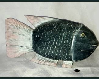 Large Carved and Painted Wooden Fish