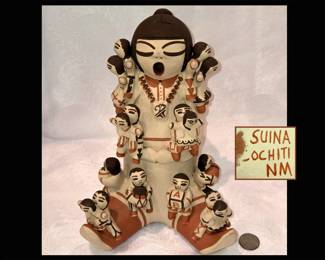 Signed Suina Cochiti NM Pottery Figure The Storyteller