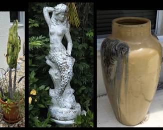 Tall Mermaid Statue and Extra Large Pot
