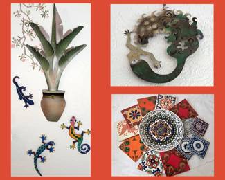 Metal Wall Art and Colorful Tiles