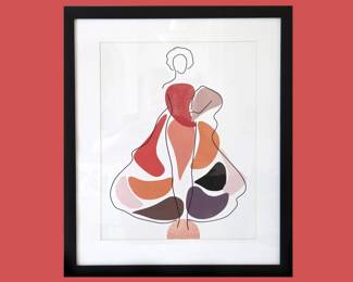 Framed Line Art Lady in a Dress