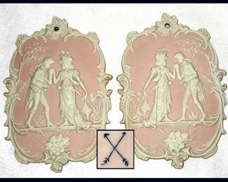 Pair of Vintage Jasperware Plaques