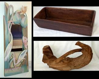 Bird Framed Mirror Nice Box and Interesting Driftwood