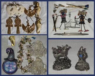 Sterling Silver Gold Washed Egyptian Earrings, Carrette by Ganz Cute Pins, Kings Folly Pin and So Much More