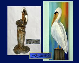 Pelican Ceramic Sculpture Signed The Townsends and Family Artwork Bonnie