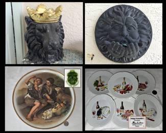 Large Lion Head with Crown, Poseidon Face, W German Plate and French Tiny Plates
