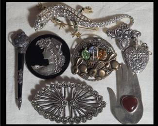 Large Sterling and Costume Jewelry Pcs