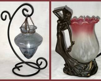 Hanging Candle Holder and Small Lamp