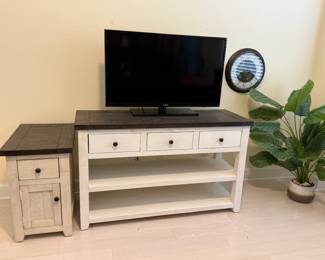 Rustic Finish Cabinet and Sofa/Media Table, TV