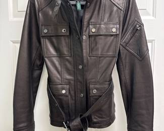 Ralph Lauren, chocolate brown leather jacket, size S