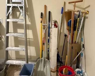 Metal Step Ladder, Long Handle Tools, Cleaning Buckets