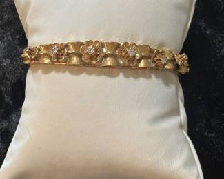 14kt gold cuff bracelet w/diamonds (image 1)