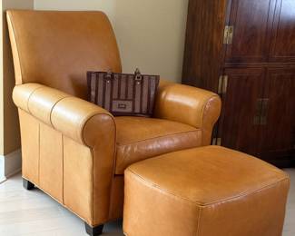 Butterscotch Leather Chair w/Ottoman