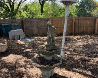 Lovely concrete fountain, bird house
