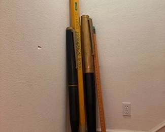 1920's Waterman all wood trade signs.  Two Popeye Production pencils.