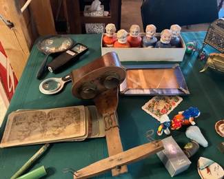 Stereoscope, cards, lots of misc. collectible...
