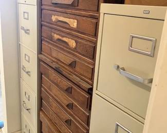 Antique flat file, oak.