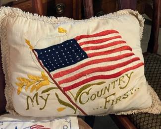 Gread embrodiered pillow, antique