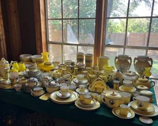 Yellow dishes, antique, Germany, England, USA