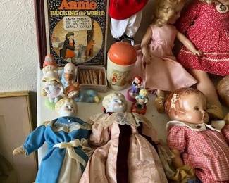 Antique dolls, Orphan Annie collectibles, Sonja Henie doll