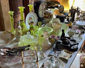 Vaseline glass,  great miniature tea set,  and more!