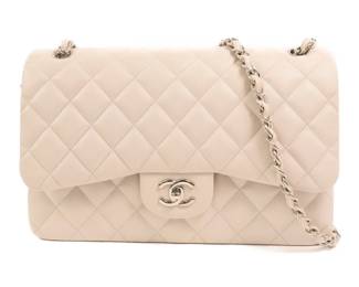Chanel Beige Quilted Caviar Jumbo Flap Bag