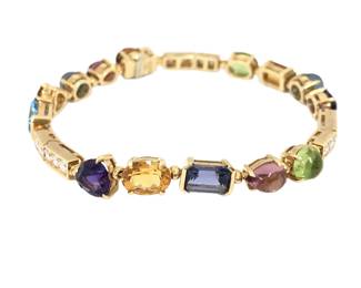 Bvlgari Allegra Multi Gemstone Diamond 18K Yellow Gold Bracelet
