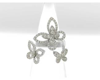Graff Butterfly Silhouette Diamond 18K White Gold Ring