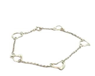 Tiffany Co. Open Heart 5 Motif 925 Sterling Silver Chain Bracelet
