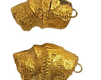 Ancient Gold Lion Head Pendants 2 i mil BC