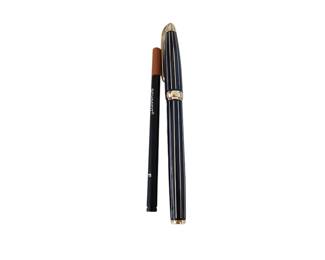 Vintage Harry Winston Black and Gold Tone Striped Ballpoint Pen