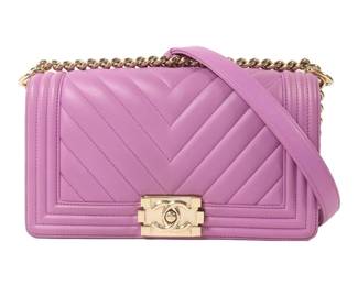 Chanel Purple Cowhide Boy 25 Crossbody Bag