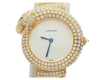 Cartier Panthere 18K Gold Diamond Womens Watch Quartz 1925 Model