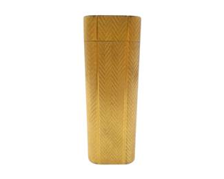 Vintage Cartier Gold Tone Textured Metal Lighter with Geometric Engraving