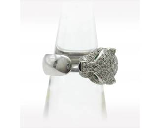 Cartier Panthere Diamond Pave Emerald Onyx 18K White Gold Ring