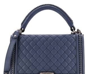 Chanel Boy Flap Bag Quilted Calfskin Blue