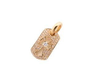 Chrome Hearts Dog Tag Cut Out Cross Diamond Pendant