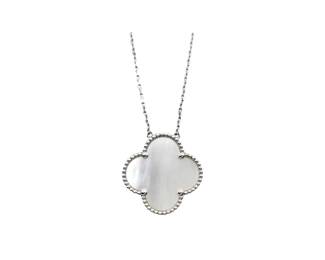 Van Cleef Arpels Magic Alhambra White Mother of Pearl 18K White Gold Pendant Necklace