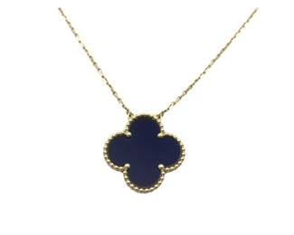 Van Cleef Arpels Vendome Blue Ceramic Special Edition 18K Yellow Gold Pendant Necklace