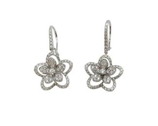 Graff Wildflower Diamond 18K White Gold Earrings