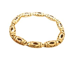 Cartier Double C Link Wide Chunky Unique Link 18K Yellow Gold Bracelet