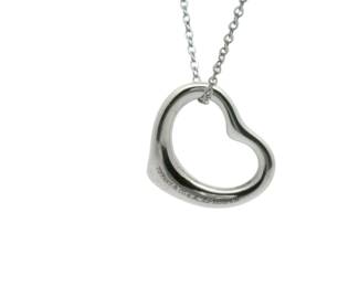 Tiffany Co. Open Heart 925 Sterling Silver Pendant Necklace