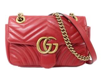 Gucci GG Marmont Red Leather Crossbody Bag