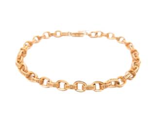 Chrome Hearts Gold Paper Scrolled Cable Link Chain Bracelet