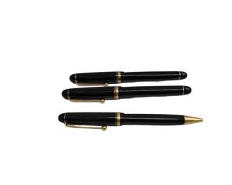 Pilot 14K Gold Nib Black Fountain Pen and Ballpoint Set, 3 Pieces