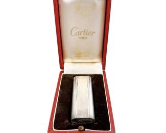 Vintage Cartier Paris Silver Tone Metal Rectangular Lighter with Box