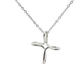 Tiffany Co. Infinity Cross 925 Sterling Silver Pendant Necklace