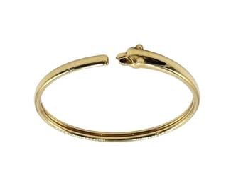 Cartier Panthere Tsavorite Eyes 18K Yellow Gold Cuff Bracelet