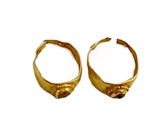 Ancient Gold Earrings with Stone Inlays